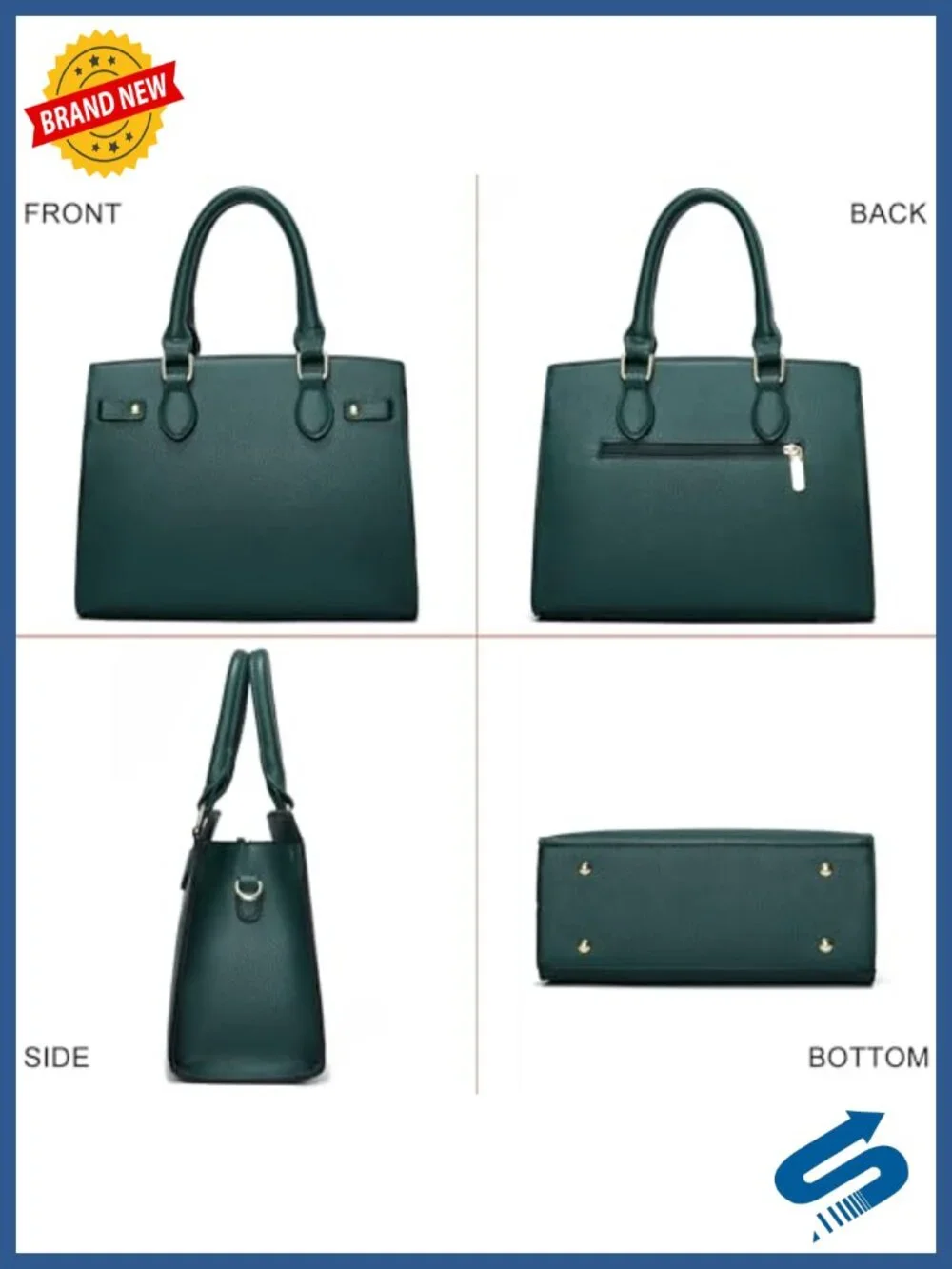 PU Leather Tote Crossbody Bag With Top Handle Zipper Closure